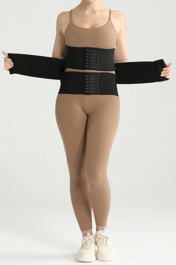 Three Segmented Black Hook And Eye Corset Waist Trainer