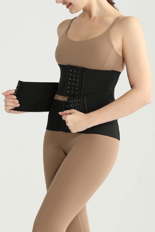 Three Segmented Black Hook And Eye Corset Waist Trainer