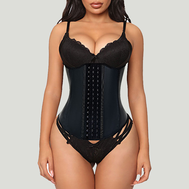 Latex Waist Trainer for Women 9 Steel Bone Longer in Front Back Shorter