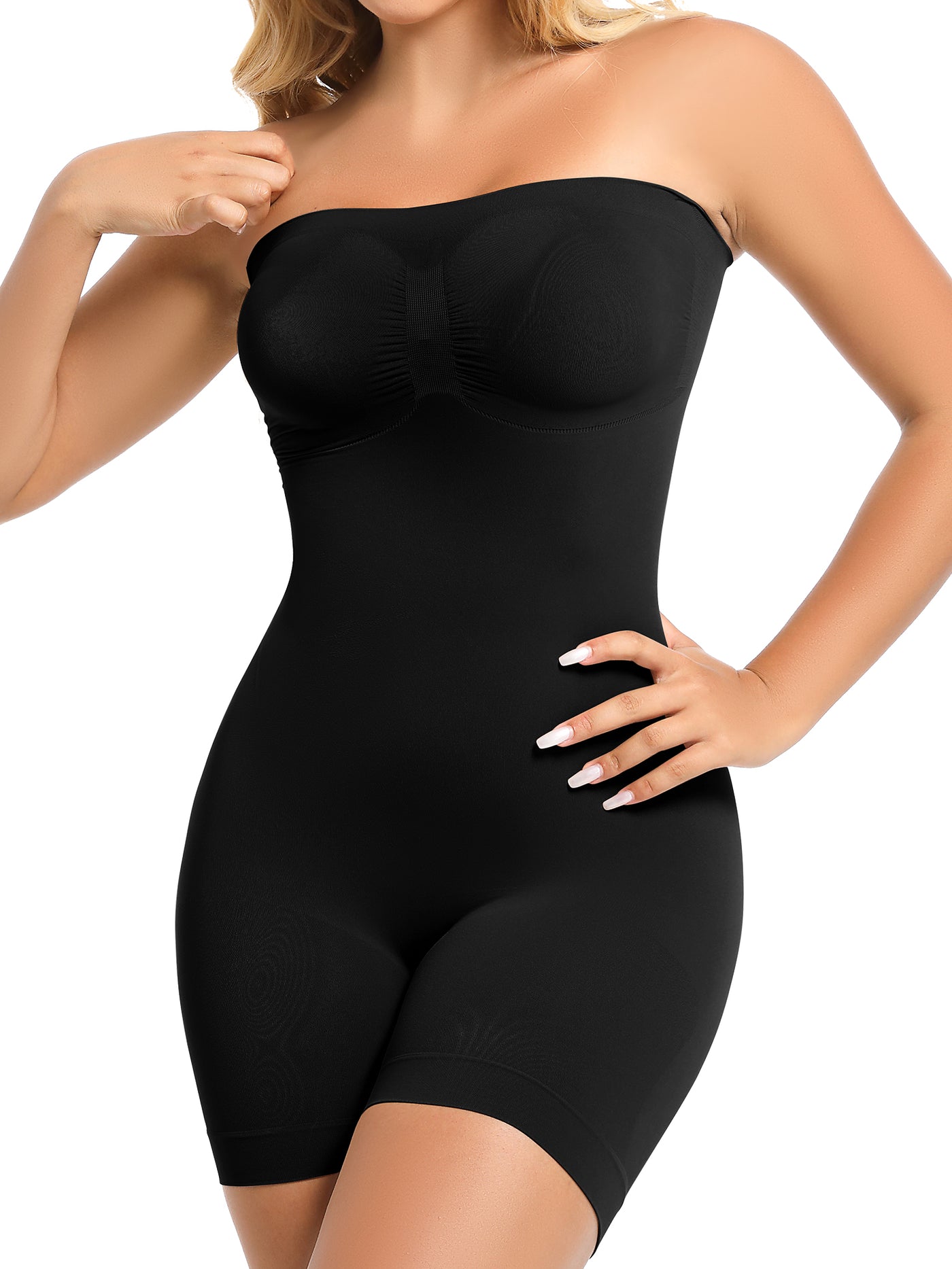 Strapless Bodysuit Seamless Sculpt Shapewear Tummy Control Body Shaper with Removable Straps