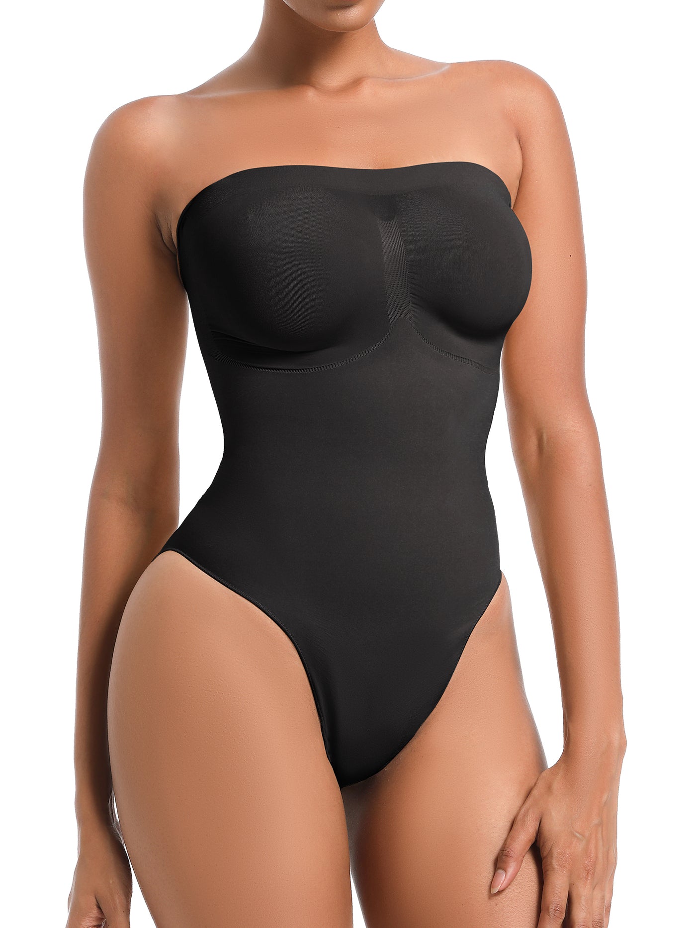 Strapless Shortie Bodysuit Seamless Sculpt Shapewear Tummy Control Body Shaper with Removable Straps