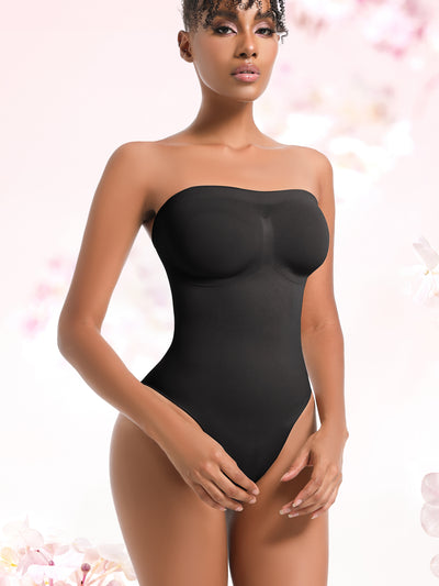 Strapless Shortie Bodysuit Seamless Sculpt Shapewear Tummy Control Body Shaper with Removable Straps