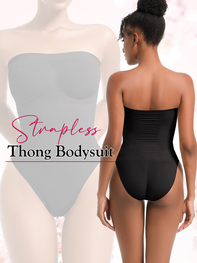 Strapless Shortie Bodysuit Seamless Sculpt Shapewear Tummy Control Body Shaper with Removable Straps