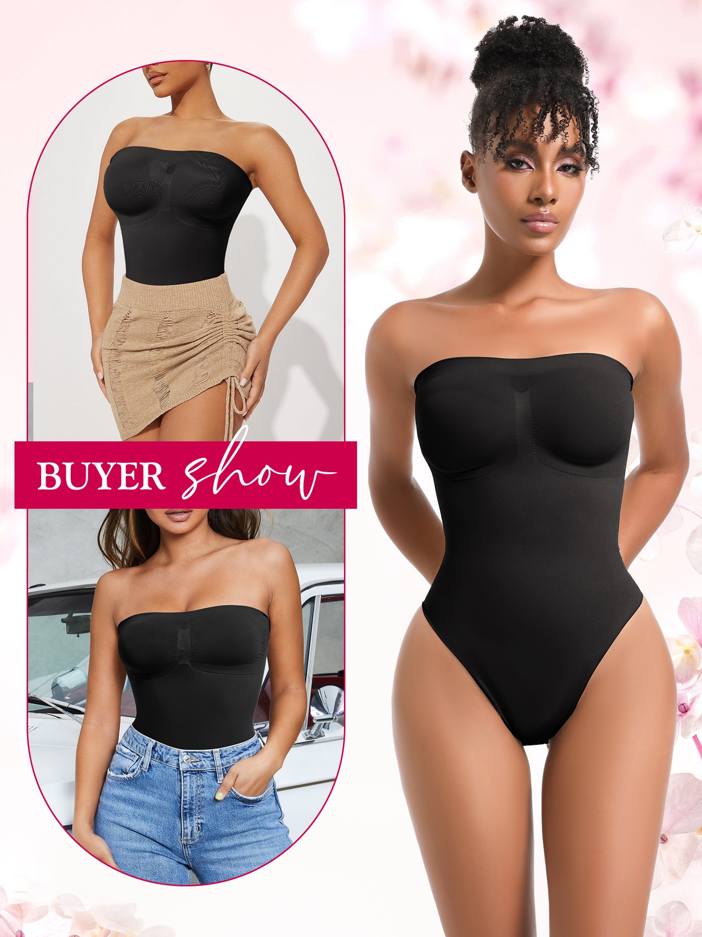 Strapless Shortie Bodysuit Seamless Sculpt Shapewear Tummy Control Body Shaper with Removable Straps