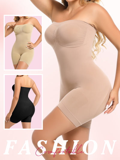 Strapless Bodysuit Seamless Sculpt Shapewear Tummy Control Body Shaper with Removable Straps