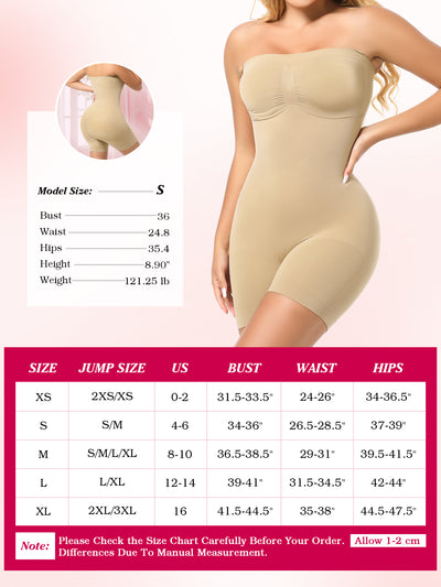 Strapless Bodysuit Seamless Sculpt Shapewear Tummy Control Body Shaper with Removable Straps