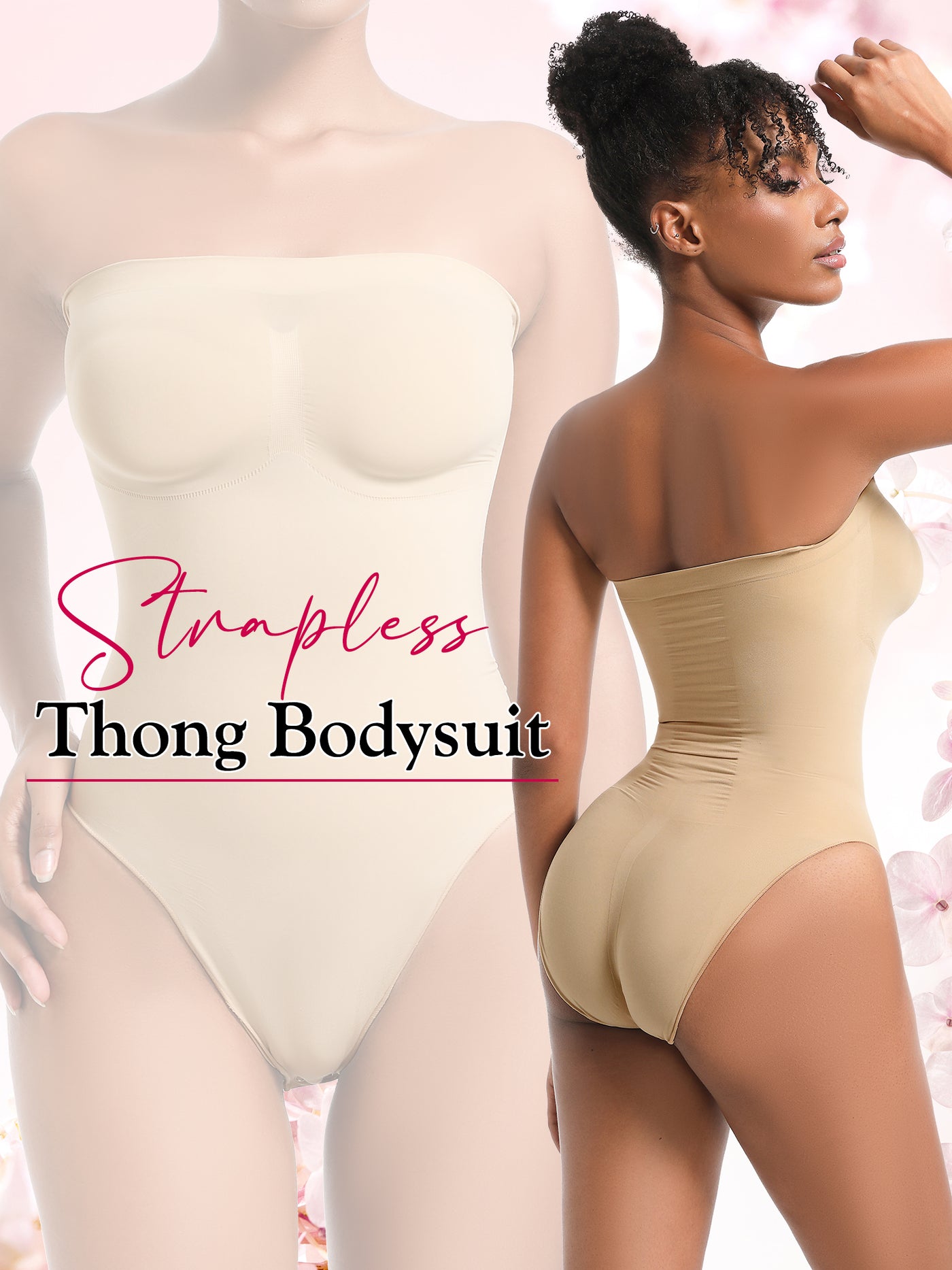 Strapless Shortie Bodysuit Seamless Sculpt Shapewear Tummy Control Body Shaper with Removable Straps