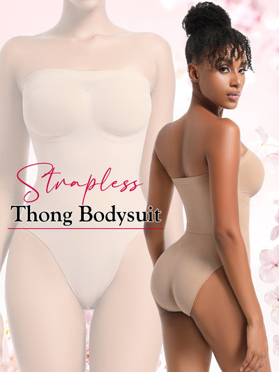 Strapless Shortie Bodysuit Seamless Sculpt Shapewear Tummy Control Body Shaper with Removable Straps