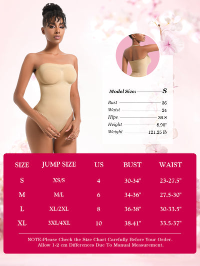 Strapless Shortie Bodysuit Seamless Sculpt Shapewear Tummy Control Body Shaper with Removable Straps