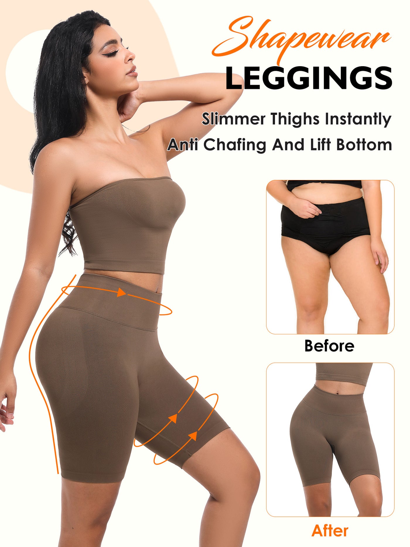 Atbuty Shapewear Leggings Tummy Control Contour Nylon High Waisted Shapewear Thigh Slimming Body Shaper