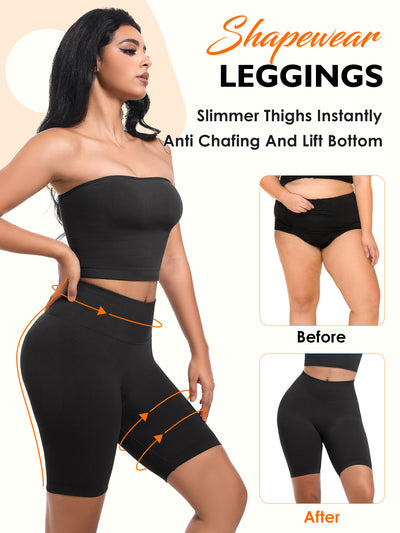 Atbuty Shapewear Leggings Tummy Control Contour Nylon High Waisted Shapewear Thigh Slimming Body Shaper